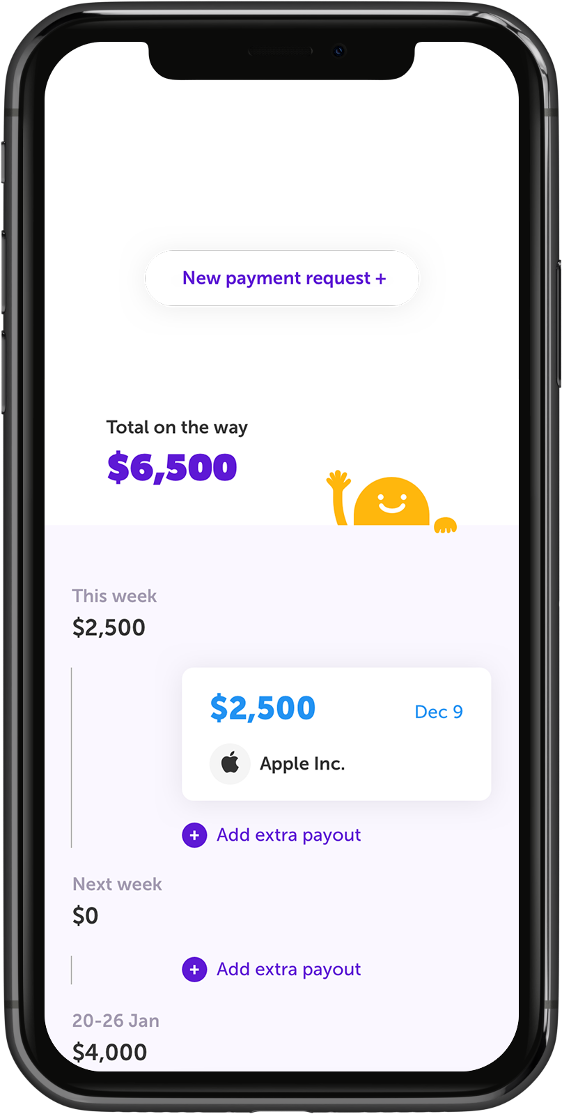 An iPhone 11 showing Willa Pay